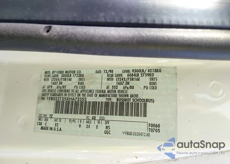 1999 Ford E-350 Super Duty Xl/Xlt из США, поврежденный, VIN 1FBSS31S5XHA73353